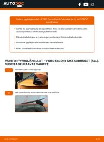Kuinka vaihtaa Pyyhkijänsulat 1.6 Ford Escort MK5 Cabriolet -autoon
