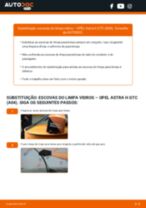 Mudar Escovas do Limpa Vidros OPEL ASTRA: manual técnico