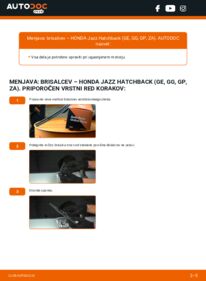 Kako izvesti menjavo: Metlica brisalnika stekel Jazz Hatchback (GE, GG, GP, ZA) 1.3 i (GE6, GG3, GG6)