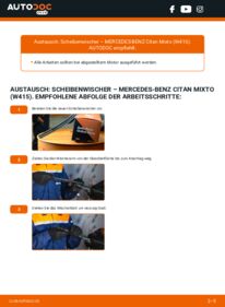 Wie der Wechsel durchführt wird: Scheibenwischer Mercedes Citan Mixto 109 CDI (415.603, 415.605) tauschen