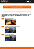 Step by step PDF-tutorial on Wiper Blades MERCEDES-BENZ CITAN Kombi (415) replacement