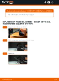 How to carry out replacement: Wiper Blades 2.2 i-CTDi 4WD (RE6) Honda CR-V Mk3