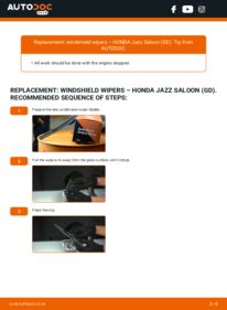 How to carry out replacement: Wiper Blades 1.3 (GD6) Honda Jazz 2