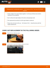 How to carry out replacement: Wiper Blades 2.0 CRDi Kia Carens II