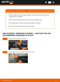 How to carry out replacement: Wiper Blades 2.1 Turbo Audi Quattro 85