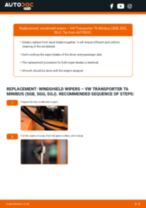 Step by step PDF-tutorial on Wiper Blades VW TRANSPORTER VI Bus (SGB, SGG, SGJ) replacement