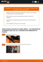 Como substituir Escovas limpa para brisas traseiro e dianteiro VW TRANSPORTER VI Bus (SGB, SGG, SGJ) - manual online