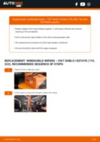 How do I change the Windscreen wipers on my Doblo II Platform/Chassis (263) 1.6 D Multijet (263HXE1B, 263HXS1B, 263HXY1B, 263YXE1B,...? Step-by-step guides