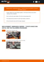 Step by step PDF-tutorial on Wiper Blades TOYOTA HIACE IV Box (LXH1_, RZH1_, LH1_) replacement