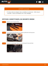 Como realizar a substituição de Escovas do Limpa Vidros 2.0 CDTI (F7) Opel Vivaro Van