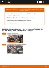 Hvordan man udfører udskiftning af: Viskerblade på 1.6 VVT-i (ZZE121_) Toyota Corolla e12 Stationcar