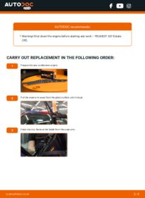How to carry out replacement: Wiper Blades 1.6 16V Peugeot 307 Estate