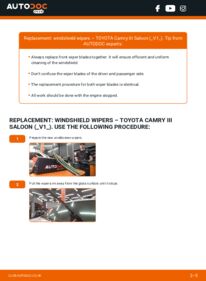 How to carry out replacement: Wiper Blades 2.2 (SXV10_) Toyota Camry CV11