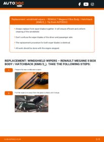How to carry out replacement: Wiper Blades 1.5 dCi RENAULT MEGANE II Hatchback Van (KM0/2_)