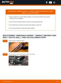 How to carry out replacement: Wiper Blades 1.5 dCi (KM1E) Renault Megane II Estate