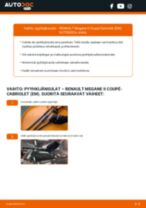 Online-ohjekirja, kuinka vaihtaa Tuulilasinpyyhkijät RENAULT MEGANE II Coupé-Cabriolet (EM0/1_) -malliin