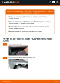 Wie der Austausch bewerkstelligt wird: Innenraumfilter 2.0 TDI VW Crafter Pritsche