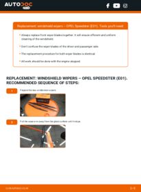 How to carry out replacement: Wiper Blades 2.2 (R97) OPEL SPEEDSTER
