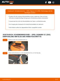 Wie der Wechsel durchführt wird: Scheibenwischer Opel Signum CC 1.9 CDTI (F48) tauschen