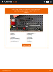 Slik bytter du Stabilisatorstag 1.6 VVT-i (ZZE121_) Toyota Corolla e12 Stasjonsvogn