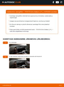 Kuidas välja vahetamist läbi viia: TOYOTA Echo Limousine (_P1_) 1.5 (NCP12_) Salongifilter