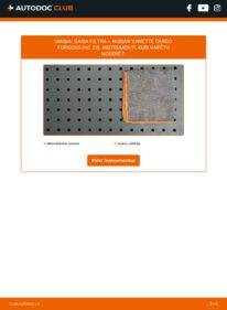Kā veikt nomaiņu: 2.3 D NISSAN VANETTE CARGO Box (HC 23) Gaisa filtrs