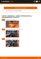 Steg-för-steg-guide i PDF om att byta Glödlampa Skyltbelysning i Honda Integra DC2