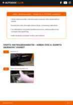 Online-ohjekirja, kuinka vaihtaa Sisäilmansuodatin HONDA CIVIC VIII Hatchback (FN, FK) -malliin