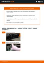 Mainīties HONDA CIVIC VIII Hatchback (FN, FK) Salona filtrs - soli-pa-solim pamācības PDF