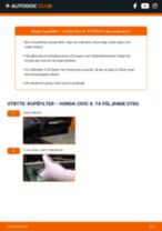 Onlineguide för att själv byta Kupéluftfilter i HONDA CIVIC VIII Hatchback (FN, FK)