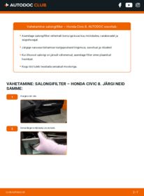 Kuidas välja vahetamist läbi viia: HONDA CIVIC VIII Hatchback (FN, FK) 1.8 (FN1, FK2) Salongifilter