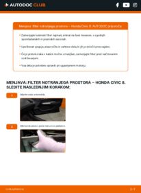 Kako izvesti menjavo: Filter notranjega prostora Civic VIII Hatchback (FN, FK) 1.8 (FN1, FK2)