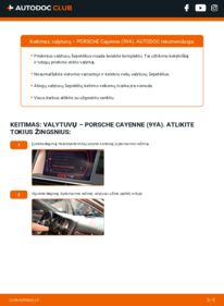 Kaip atlikti keitimą: Porsche Cayenne 9YA 3.0 AWD (9YAAA1) Valytuvo gumelė