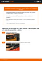 Tutorial passo a passo em PDF sobre a substituição de Escovas do Limpa Vidros no PEUGEOT 806 Kastenwagen (AF)