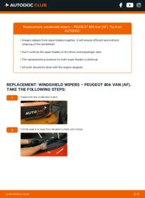 How to carry out replacement: Wiper Blades HDi (AFRHZC) PEUGEOT 806 Kastenwagen (AF)