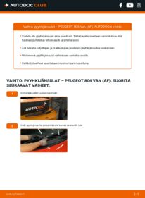 Kuinka vaihtaa Pyyhkijänsulat HDi (AFRHZC) PEUGEOT 806 Kastenwagen (AF) -autoon