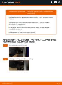 How to carry out replacement: Pollen Filter 2.0 TDI 4motion VW TIGUAN ALLSPACE (BW2)