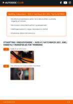 Hvordan bytte Vindusviskerblad bak og foran AUDI A1 (8X1, 8XF) - guide online