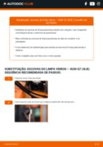 Tutorial passo a passo em PDF sobre a substituição de Escovas do Limpa Vidros no AUDI Q7 (4L)