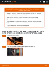 Como realizar a substituição de Escovas do Limpa Vidros 1.6 TDI Seat Toledo 4