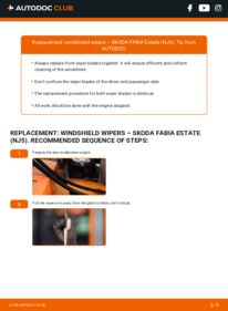 How to carry out replacement: Wiper Blades 1.2 TSI SKODA FABIA Estate (NJ5)