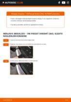 Kako zamenjam del Metlice brisalcev na svojem avtu Passat B8 Sedan (3G2, CB2) 2.0 TSI 4motion? Vodiči po korakih