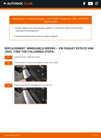 How to carry out replacement: Wiper Blades 2.0 TSI VW PASSAT Kasten/Kombi (365)