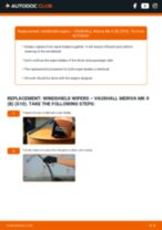 Step by step PDF-tutorial on Wiper Blades VAUXHALL MERIVA Mk II (B) replacement