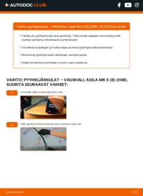 Kuinka vaihtaa Pyyhkijänsulat 1.2 i 16V VAUXHALL AGILA Mk II (B) -autoon