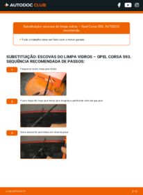 Como realizar a substituição de Escovas do Limpa Vidros 1.0 i 12V (F08, F68, M68) Opel Corsa B
