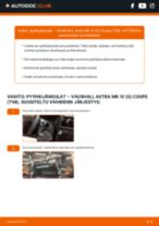Vaiheittainen PDF-opas: kuinka vaihtaa VAUXHALL ASTRA Mk IV (G) Coupe (F67) -mallin Pyyhkijänsulat