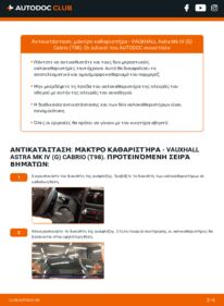 Πώς να πραγματοποιήσετε αντικατάσταση: Μάκτρο καθαριστήρα na Astra Mk4 (G) Cabrio (T98) 1.8 16V