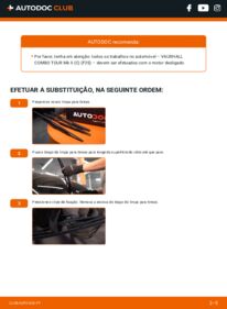 Como realizar a substituição de Escovas do Limpa Vidros 1.3 CDTI 16V VAUXHALL COMBO TOUR Mk II (C) (F25)