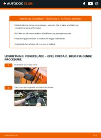 Hvordan man udfører udskiftning af: Viskerblade på 1.3 CDTI (L08, L68) Opel Corsa D